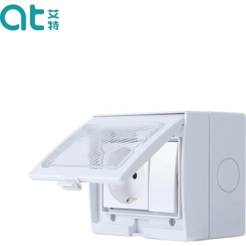 IP55 1 Gang Switch Socket Outdoor Wall Switch Socket Weather&Dust Proof Power Outlet German Standard