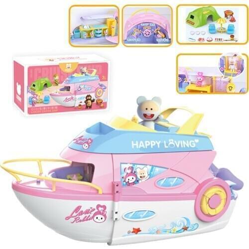 2020 New Cruise Ship Play House Toy Childrens Simulation Multi-Functional Deformation Double-Layer Ship Rabbit Family Birthday