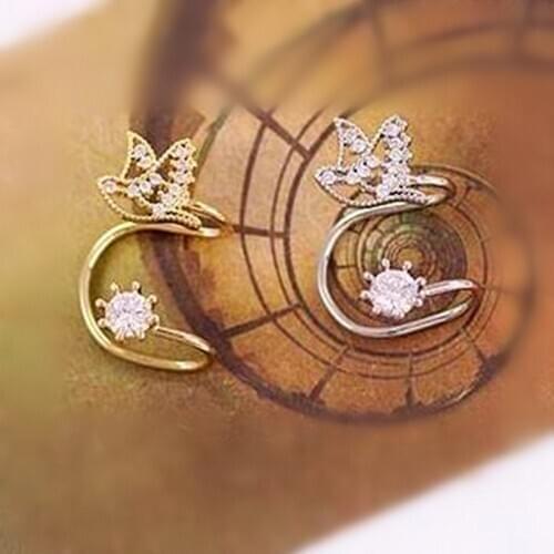 2020 new Bijoux Korean One Piece Bird Cheap Gold Color Ear Cuff Luxuvy Women Crystal Rhinestone Clip Earrings Women Brincos