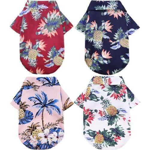 Hawaii Pet Dog Clothes Floral Dog Shirt Summer Pet Clothes for Small Dogs Cats Fashion Dogs T-Shirt for Chihuahua French Bulldog