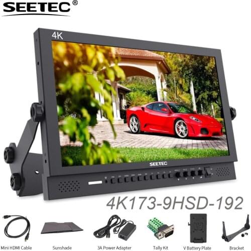 Original Seetec Switcher 17.3 Inch IPS Aluminum Design 1920x1080 4K Broadcast Monitor with 3G-SDI HDMI AV YPbPr 4K173-9HSD-192