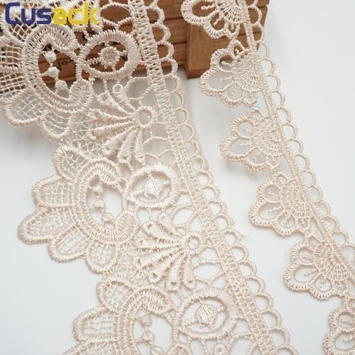 2 yards Lace Ribbon Trim Applique for Costumes Dresses Trimmings Edge Apricot 8 cm Lace Fabric Embroidery Strip Sewing on Cusack