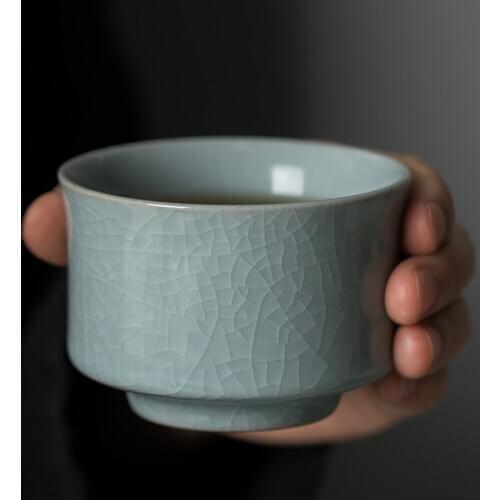Ru Kiln Kung Fu Tea Set Tea Cup Master Cup Single Cup Female Gracked Glaze Can Raise Teacup Single Tea Bowl Ceramic Large