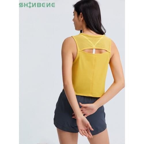SHINBENE ULTRALIGHT Back Open Exercise Yoga Sport Crop Top Vest Women Quick Dry Workout Fitness Athletic Gym Tank Top Activewear