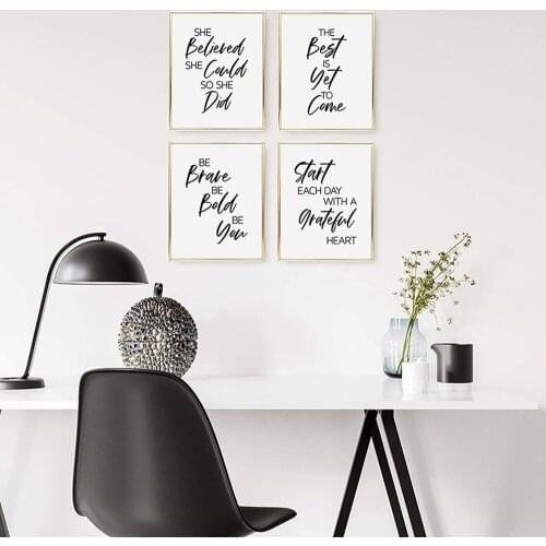 Modern Black and White Alphabet Art Canvas Painting English Inspirational Quotes Posters Office Bedroom Dormitory Decor Pictures