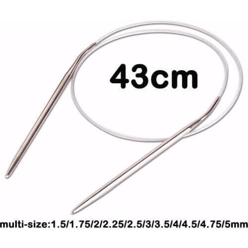 43cm Stainless Steel Circular Knitting Needles Weaving Scarf Sweater Yarn Sewing Needlework Tools Crochet Extended Ring Needles