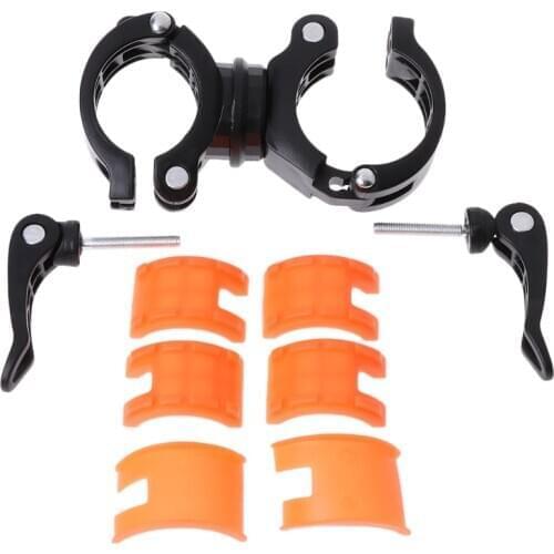 Bycicle Rotating Light Double Holder Front Flashlight Lamp Pump Handlebar