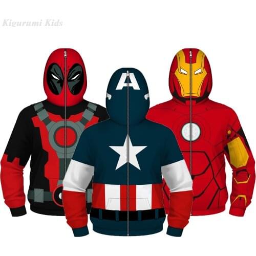 Spring Autumn Clothes Boys Long Sleeve Full Zipper Kids Boy Hoodies Children Sweatshirts Anime Cosplay Costume Teenager Coats
