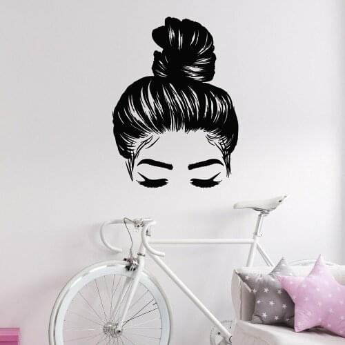 Beauty Salon Vinyl Wall Decal Beauty Studio Logo Vinyl Wall Decor Teen Room Girl Hair Head Beauty Salon Stickers Mural G4692