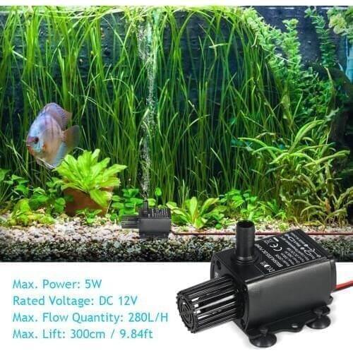 Decdeal Solar Water Pump DC12V 5W Ultra-quiet Mini Fountain Pump Waterproof Submersible Fountain Aquarium Circulating
