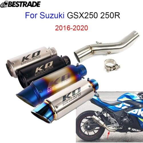 Motorcycle Exhaust System For Suzuki GSX250 250R 2016-2020 Middle Connect Link Tube Slip 51mm Muffler Silencer Stainless Steel