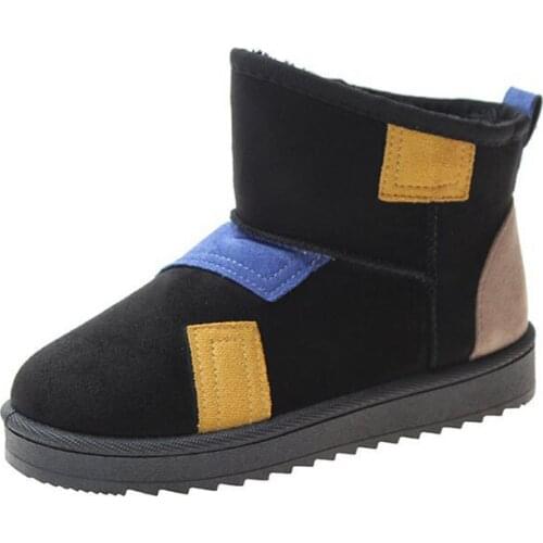 Womens Snow Boots Flat Lovely Pure Color Warm Cotton Shoes Tube Suede Genuine Non-Slip Girls Boot Fashion 2021 New Winter