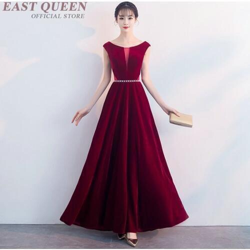 Ladies Dresses For Special Occasions Vestido Velour Floor Length Dress Sleeveless Slim Women Dress Elegant Chinese Dresses FF496