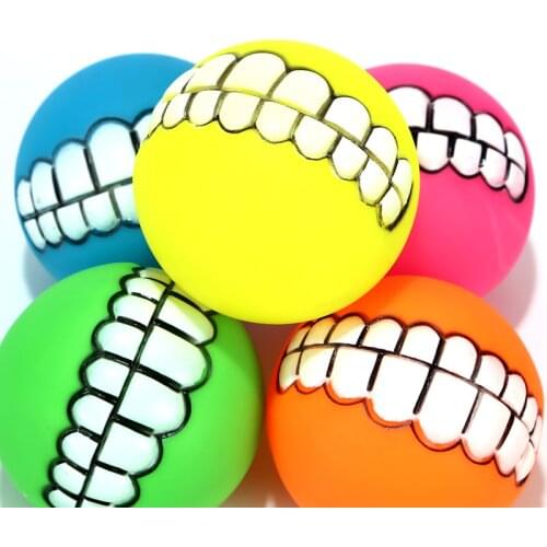 Dog Chew Toys Rubber Ball Pet Squeak Toys Tooth Cleaning Chew Toy Puppy Training Interactive Pet Supplies Bite Resistant