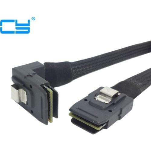 1m SFF-8087 Mini SAS 4i 36 Pin to 36Pin Right 90 Degree Angled Cable