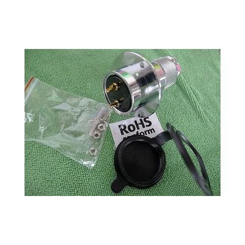 1PC 46mm Gold 2-pin Waterproof Electrical Deck Cable Power Connector w Cover P2F