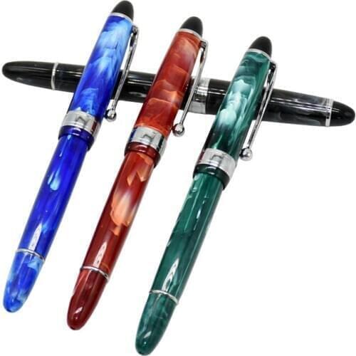 16Pcs Fashion Color Stripes Fountain Pen Ink Pen Resin Pen Converter Pen F/EF Signature pen Stationery Office school supplies