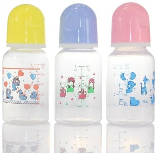 125mL Carton Pattern PP Plastic Standard Caliber Baby Infant Newborn Feeding Bottle Feeder