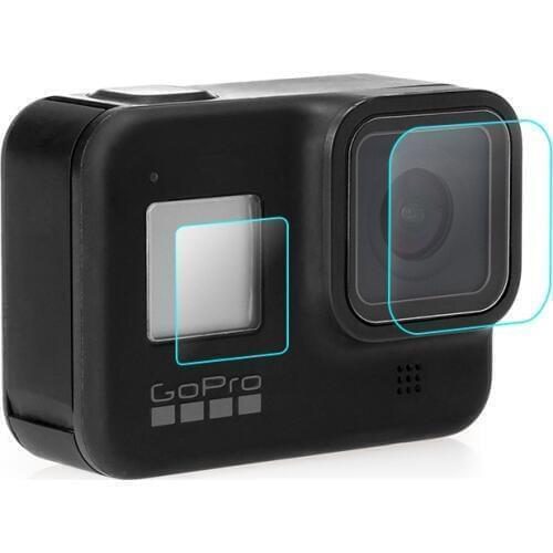 30set/lot Tempered glass film for Gopro hero 8 black camera 1 Front lens +1 screen protector films+ 2 small lcd films for hero8