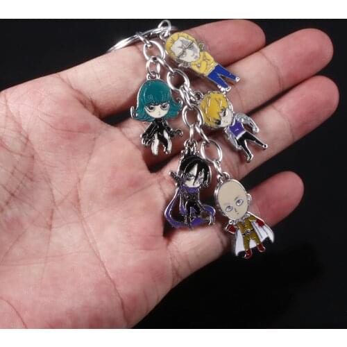 Anime One Punch Man Keychain Saitama Genos Tatsumaki Cartoon Figure Pendant Key Chains Metal Car Keyring Jewelry Gift