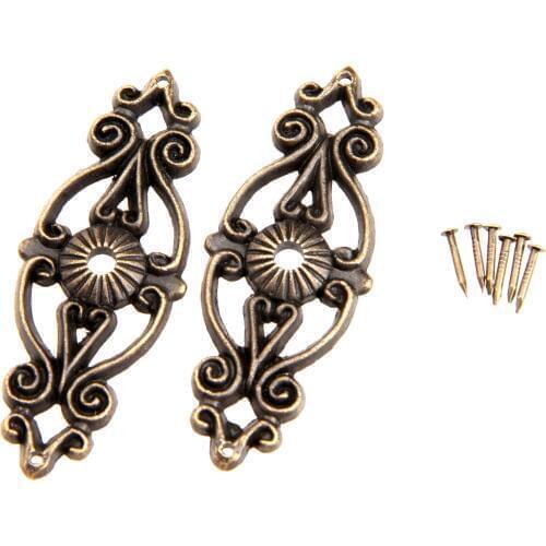2Pcs Antique Bronze Decorative Jewelry Gift Box Album Feet Leg Corner Protector Iron Furniture Fittings with Nails 63*24mm
