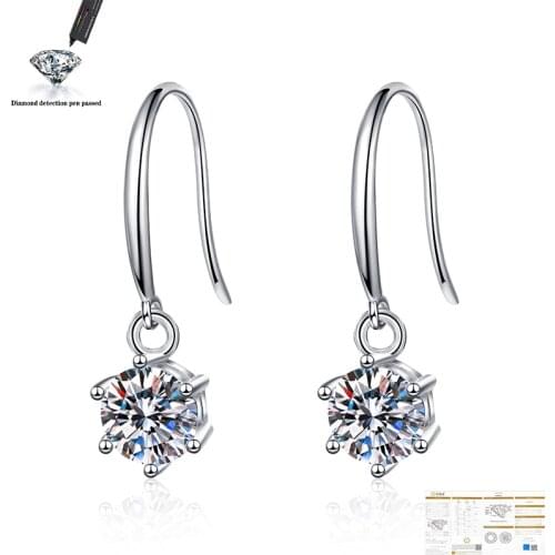 BALLET 6 Prong Round Stud Earrings Fashion 925 Sterling Silver Jewelry 5mm D Color Moissanite Earrings For Women Wedding