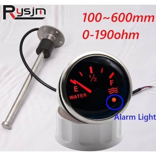 125 150 175 200 225~600mm Water Level Sensor Fuel Level Sensors Liquid Water Sender Unit 0~190ohm Digital Water Level Gauge 52MM