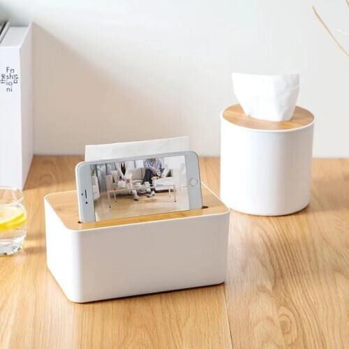 Home Kitchen Wooden Plastic Tissue Box Solid Wood Napkin Holder Case Simple Stylish Organizer Decoration Tools