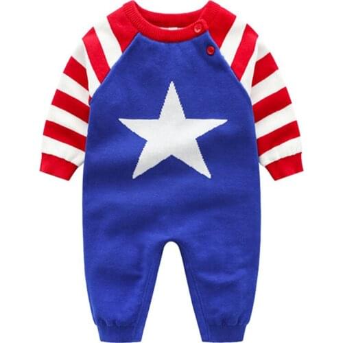 Baby Rompers Newborn Boys Jumpsuits Winter Warm Toddler One Piece Overalls Soft Cotton Knit Infant Kids Playsuits Autumn Casual