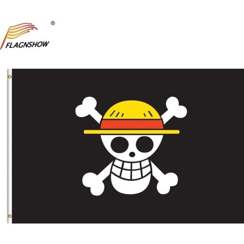 Flagnshow One Piece Flag and Banners 2x3 3x5 Ft Monkey D. Luffy Skull Flags