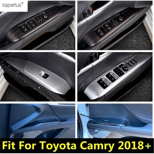 Car Door Window Switch Button Panel Cover Trim For Toyota Camry 2018 - 2021 Carbon Fiber / Wood Grain Look / Matte Accessories