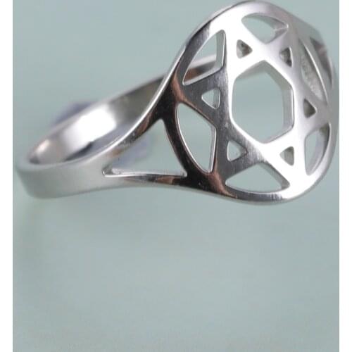 COOLTIME Stainless Steel Jewish Religious Symbol Star of David Ring Amulet for Men and Women Jewelry Anniversary Gift