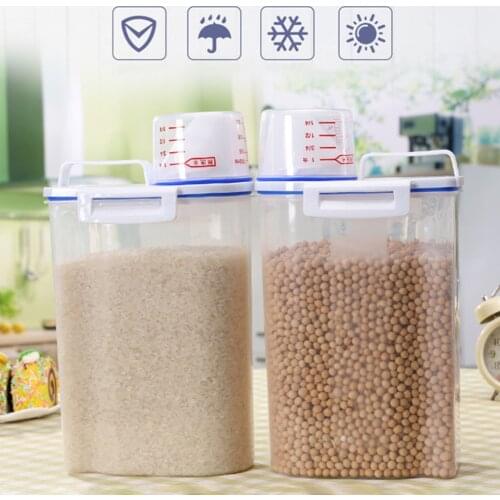 Transparent Coarse Cereals Tank Plastic Grains Storage Box Sealed Cans Container Kitchen Accessory 29x7.5x15cm