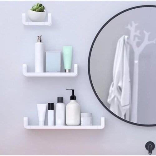 Milyydom Bathroom Shelf Storage Organizer Rack Waterproof Wall Shelves White Plastic Bathroom Accessories Without Drilling