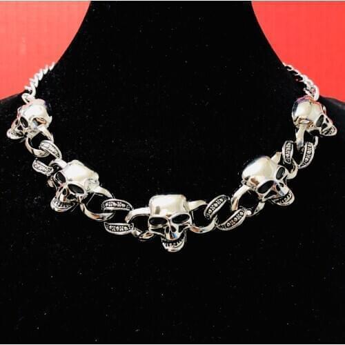 European and American Exaggerated Punk Skull Men and Women Fashion Hip-hop Couple Pendant Silver Color Vintage Ornament Necklace