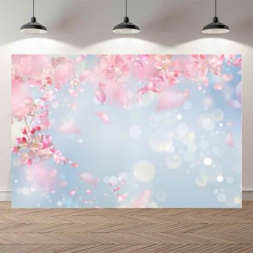 NeoBack Thin Vinyl Spring Floral Petals Sky Bokeh Baby Kids Portrait Birthday Photography Backdrop Photo Photocall Banner