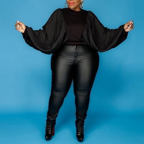 New Black Blouse for Women 4xl 5xl Batwing Sleeve Pullovers Loose Fashion Elegant High Street Wear Tops Shirts Big Size 2021Hot