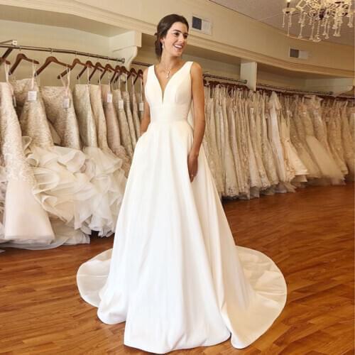 Autumn Vestidos Novias Boda Wedding Dresses Satin Bridal Gowns Sheer Robe Hochzeitskleid Bestidos Para Bodas Sexy Ivory