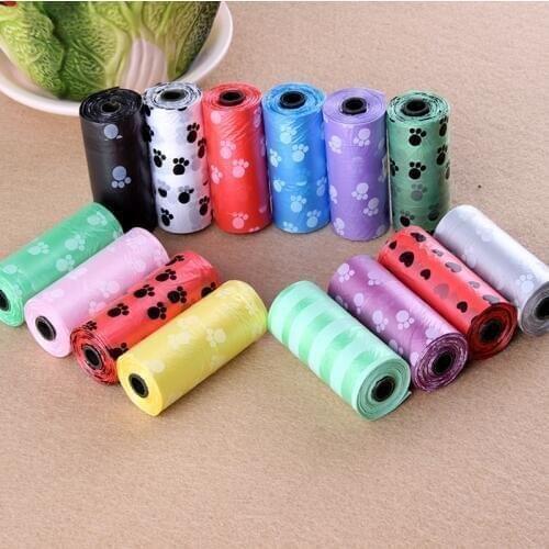 Pet Supply 5/10 Rolls 150pcs Printing Cat Dog Poop Bags Outdoor Home Clean Refill Garbage Bag Carrier Biodegradable Clean-up Bag