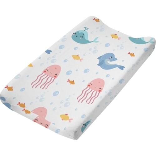 Baby Changing Pad Cover Soft Breathable Cotton Nursery Table Sheet Print Changing Mat Protector for Infant Toddler