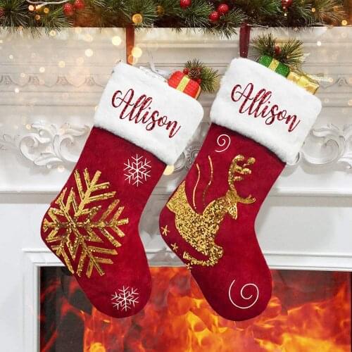 Personalized Christmas Stockings Christmas Stocking with Glitter Name Family Stockings Custom Christmas Gift Red Stocking