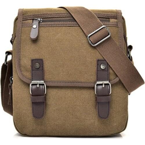 Men bag Casual tote Fashion retro shoulder bags messenger bag crossbody small flap khaki black Satchel Purse pack for work