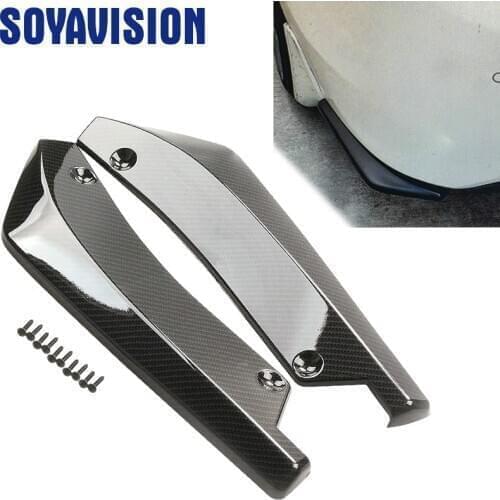 Black Universal Rear Bumper Lip Angle Splitters Diffuser Decorative Protection Winglets Side Skirt Extensions