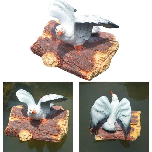 Realistic Resin Floating Seagull Statue Outdoor Pond Cute Winged Seagull Sculpture Decoration Ornament