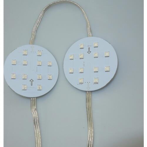 RGB full color UCS1903 IC controlled 5050 LED pixel panel;DC24V;65mm diameter;12Leds;20pcs a string with clear wire