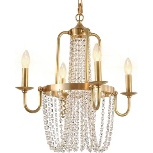 Luxury K9 crystal pure brass copper 4 lights art lamps Suspension light home decoration dining room reading room corridor light