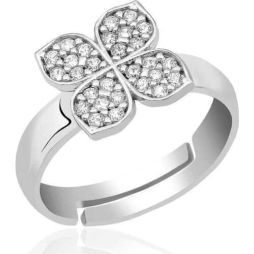 Silver Wind Rose Flower Ring