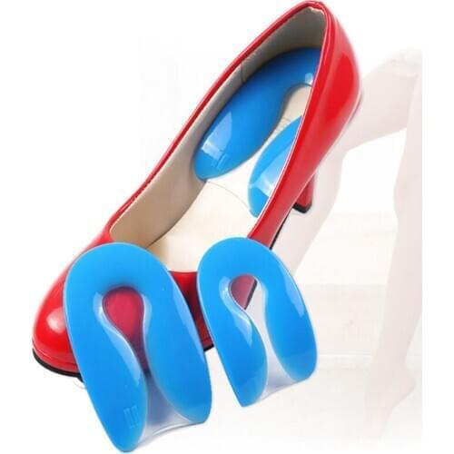 USHINE 1 Pair Foot Pain Relief Insoles Silicone U Shaped Sole Fasciitis Heel Protector Heel Spur Cushion Shoe Pad Men Women