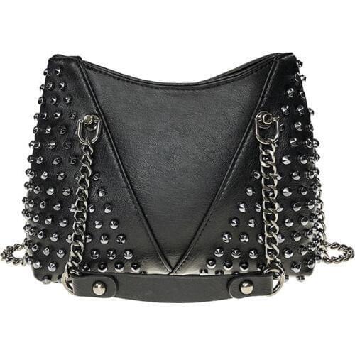 ANNRMYRS Rock Rivet Shoulder Bag Female Small Bags For Women Handbags Punk Handbag Leather Women Messenger Bags Purses