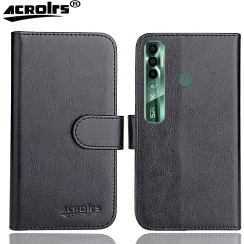 Tecno Spark 7 Pro Case 6.6" 6 Colors Flip Fashion Soft Leather Crazy Horse Exclusive Phone Cover Cases Wallet